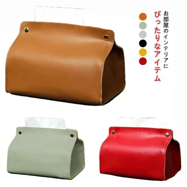 Fashionable Tissue Box Case, Leather Tissue Box Cover, Tissue Case, Leather Tissue Cover, Box Tissue Cover, Set of 2, Wall Hanging, Synthetic Leather, Luxury Tissue Cover, Tissue