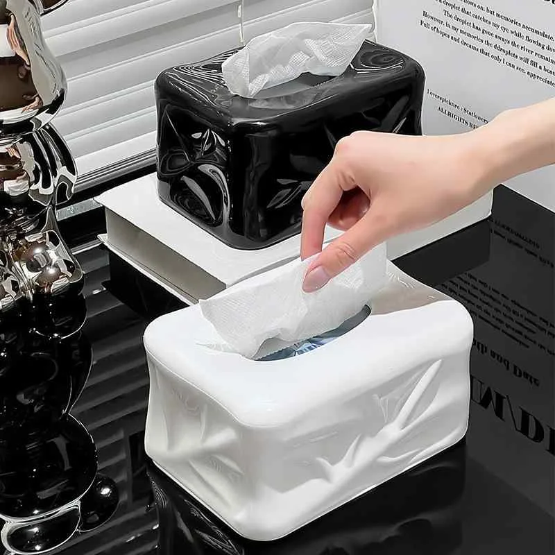 ティッシュボックス リビング ダイニング 卓上 円形 象牙白 黒 赤 プラスチック製 多用途