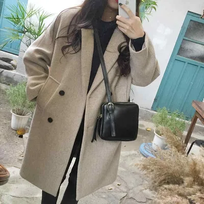コート レディース 秋冬 ウール ゆったり カジュアル ミドル丈 アウター 婦人服 グレー系 ブラック 長袖