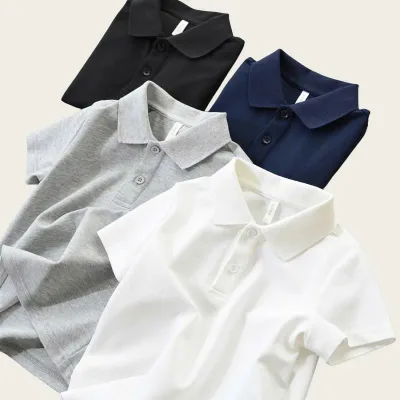 子供服 ポロシャツ 半袖 夏 中大童 スクール 制服 白 無地 Tシャツ トップス 襟付き 吸湿速乾