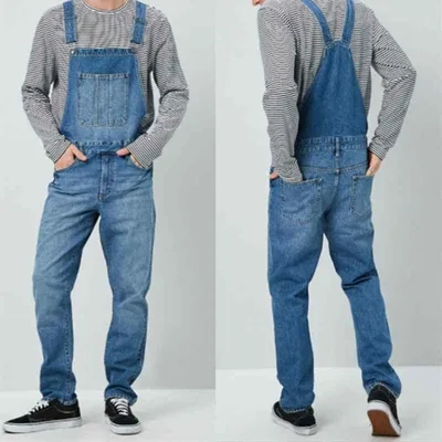 ジーンズ メンズ 男性用 デニム オーバーオール サロペット ロングパンツ ズボン ストレート 春秋 カジュアル 普段使い