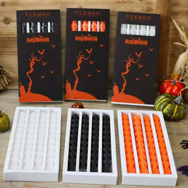 ハロウィン ろうそく キャンドル スカル ドクロ アロマ 雑貨 飾りつけ 白色 橙色 黒色
