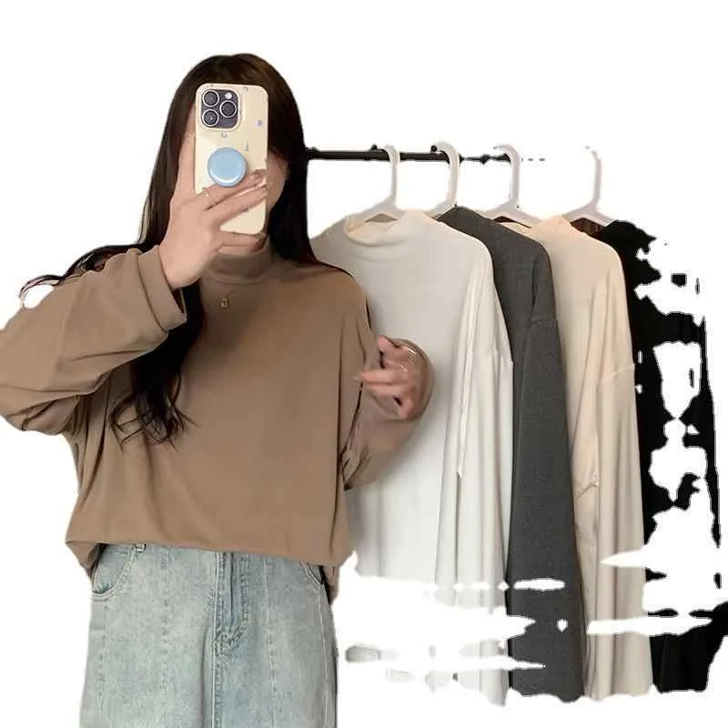 Tシャツ レディース 秋冬 あったかインナー 長袖 トップス カットソー 白 黒 灰色 ベージュ ニット 微起毛 伸縮性 ストレッチ やわらか 半ハイネック 通勤 普段使い デート