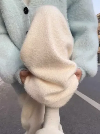 パンツ レディース 秋冬 暖かい 防寒 ゆったり ニットパンツ ワイドレッグ ストレート ロングパンツ ラウンジパンツ 部屋着 リラックス イージーパンツ
