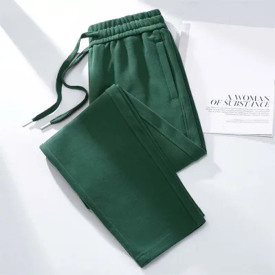 パンツ レディース 100%綿 スウェットパンツ 高腰 ストレート ズボン カジュアルパンツ 全綿 女性用 長ズボン S M L XL XXL XXXL 白 黒 灰色 赤 墨緑 紺色 コーヒー色 ポケット付き 日韓スタイル 快適 伸縮性