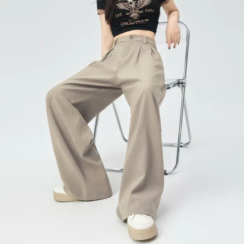 パンツ レディース 2025 春夏 ワイドパンツ ストレート ゆったり デザイン プリーツ 薄手 シェニール 高身長 小柄 ブラック 黒 杏色 ベージュ カーキ グレー S M L XL