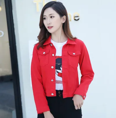 デニムジャケット レディース 韓国風 キャンディカラー 長袖 アウター デニム ジャケット ゆったり ショート丈 トップス Gジャン ブルゾン 春秋 かわいい カジュアル 通勤 通学 ホワイト イエロー レッド ブラック ピンク ライトブルー ダークブル