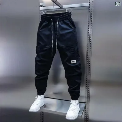 カーゴパンツ メンズ 秋 9分丈 ワイドパンツ ストリート系 ワークパンツ カジュアルパンツ ルーズ ゆったり 大きめサイズ 裾絞り 普段使い アウトドア ブラック グリーン ベージュ
