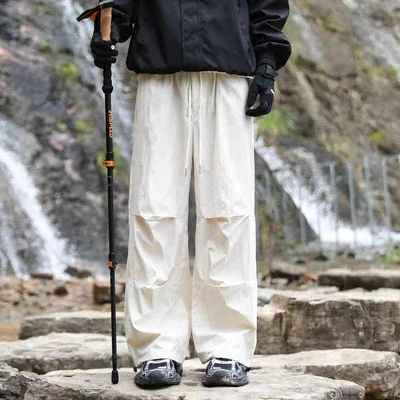 パンツ 男性用 ゆったり ストレート カジュアル 速乾性 パラシュートパンツ カーゴパンツ アウトドア 登山 春 高弾性 ブラック グレー ベージュ