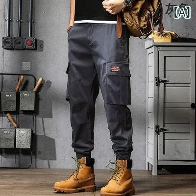 パンツ 男性用 ワークパンツ カーゴパンツ ストレートパンツ カジュアルパンツ ルーズフィット ドローストリング ウエスト 伸縮性 通気性 カーキ ブラック グレー グリーン オフホワイト