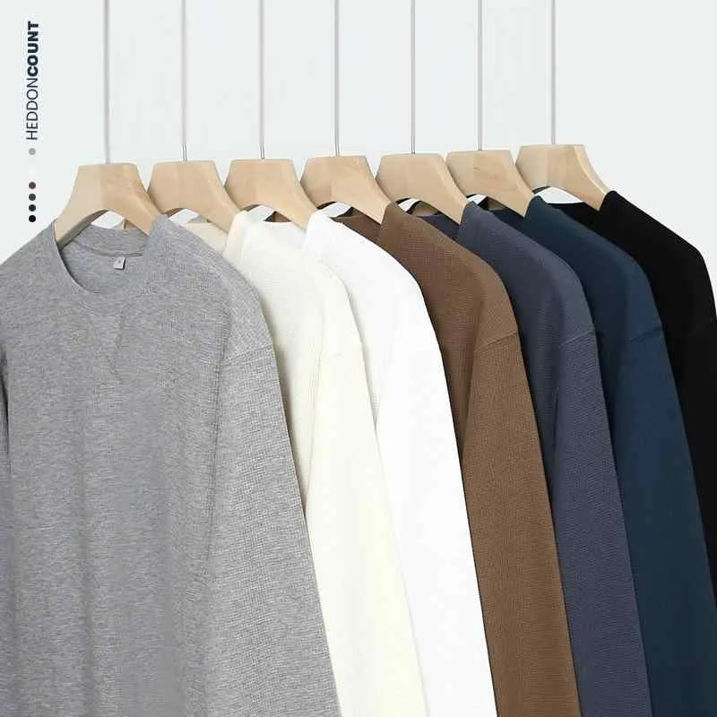 Tシャツ メンズ 男性用 長袖 ワッフル サーマル 無地 ルーズ ゆったり ラウンドネック ドロップショルダー カットソー トップス 春 秋 綿