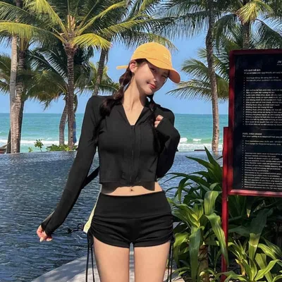水着 レディース セパレート ラッシュガード 長袖 ハイネック ジップアップ 体型カバー 紫外線対策 露出控えめ 韓国風 スポーツ フィットネス 競泳用