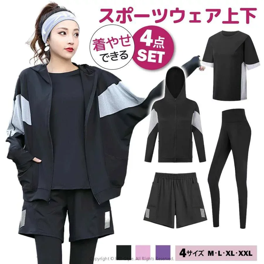 スポーツウェア レディース 上下セット 体型カバー ランニングウェア ブランド TATOYA 大きいサイズ フィットネス ウェア ヨガ