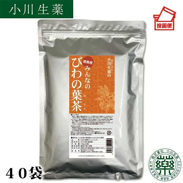 【100年以上続く生薬会社の作った 徳島産 みんなの びわの葉茶 】 3g×40袋 無漂白 ティーバッグ 枇杷 ビワ ポスト投函便 送料無料 厳選 小川生薬