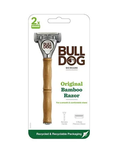 Bulldog(ブルドッグ) オリジナル 5枚刃 バンブーホルダー ホルダー(刃付き+替刃2コ入) 竹製 髭剃り カミソリ メンズ