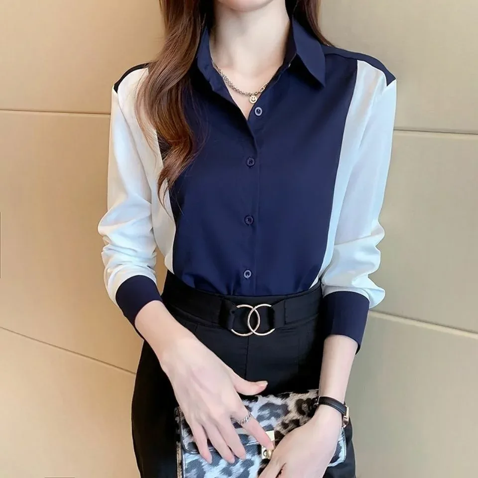 シャツ ブラウス レディース 白 長袖 7分袖 オフィス 事務服 切り替え バイカラー 女性 おしゃれ 形態安定 OL 通勤 フォーマル カジュアル 秋 春 ビジネス