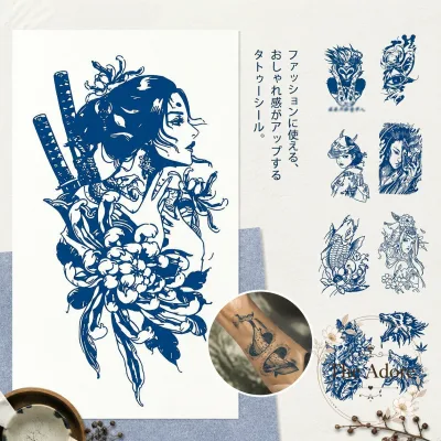 タトゥーシール 5枚セット 防水加工 染料・紙素材 12×19cm フリーサイズ 花・蝶・薔薇・和風モチーフ・英字・記号デザイン 腕・足・背中に貼れる簡単転写タイプ 水を含ませたタオルで約20秒押さえて使用 音楽フェス・イベント・クラブ・パーティー向け メンズ・レディース対