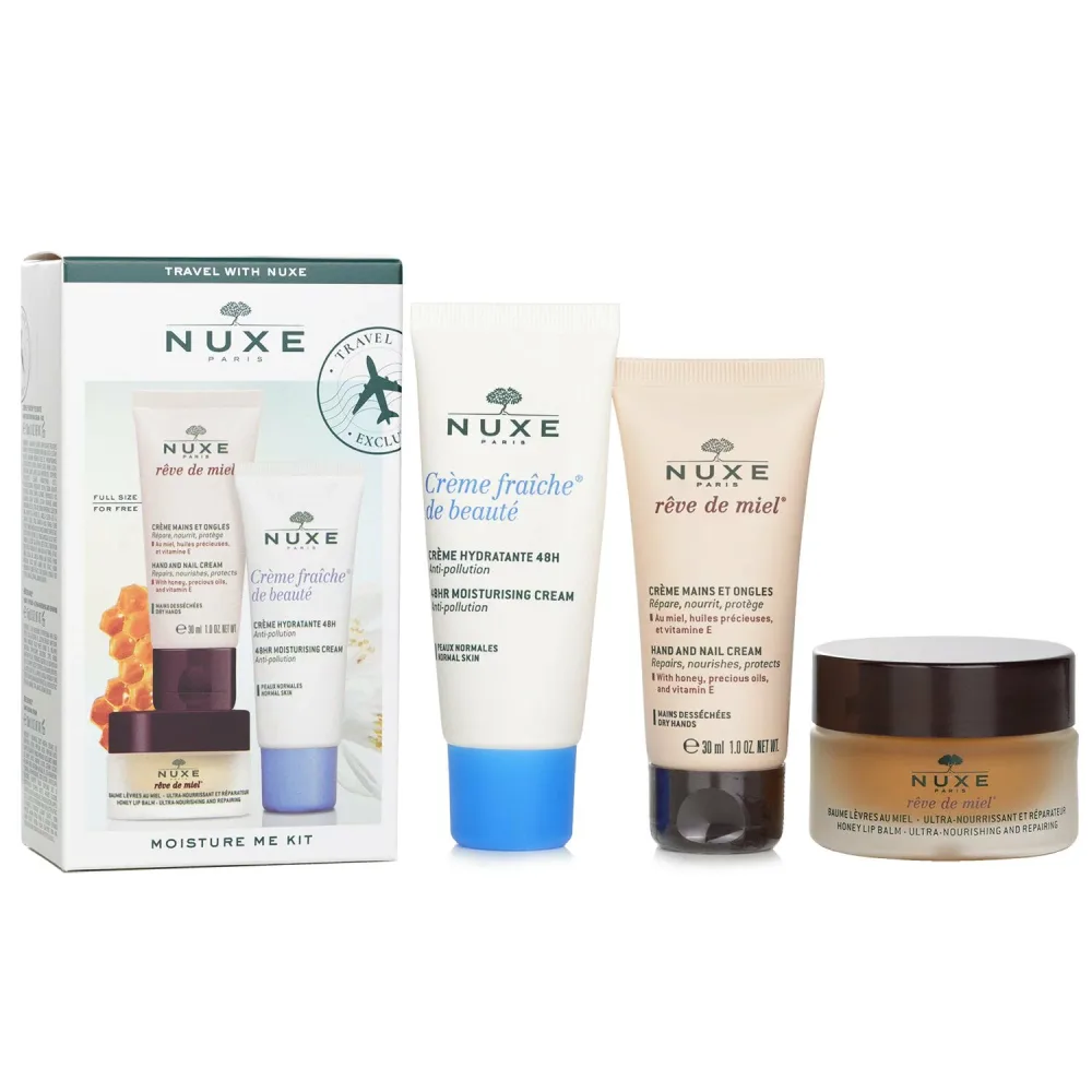 【月間優良ショップ受賞】 Nuxe Moisture Me Kit: Creme Fraiche De Beaute 48Hr Moisturising Cream 30ml + Reve De Miel Honey Lip Balm 15g + Reve 送料無料 海外通販