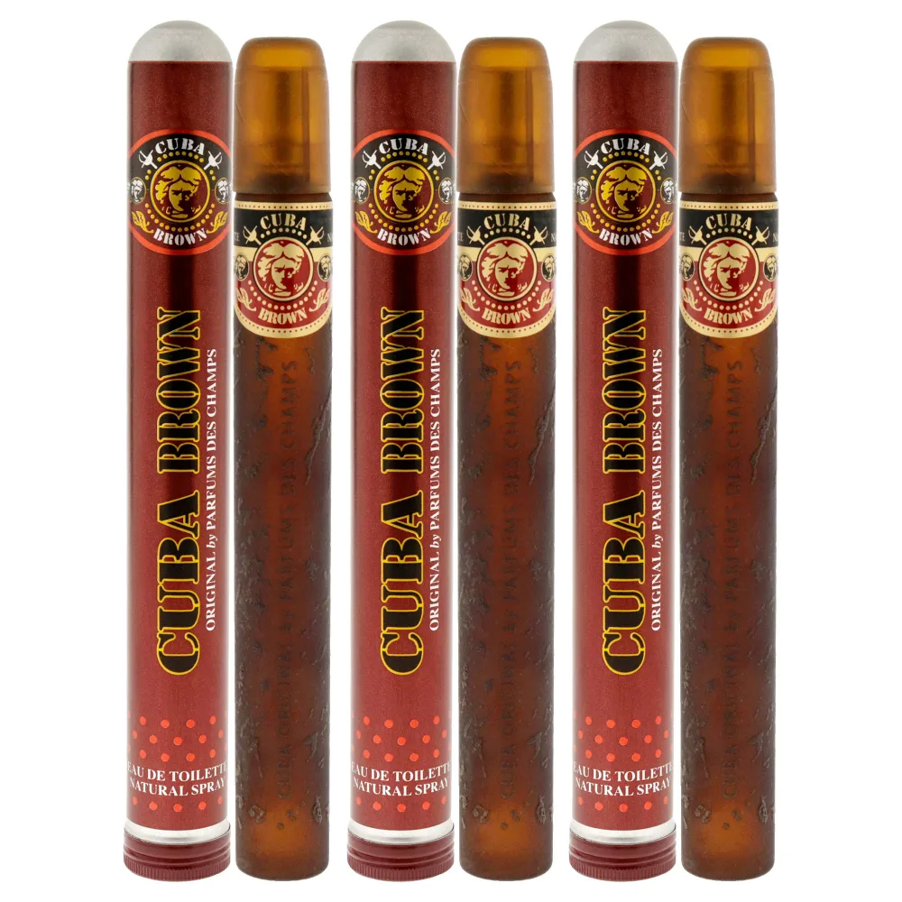 Cuba Cuba Brown by Cuba for Men - 1.17 oz EDT Spray - Pack of 3