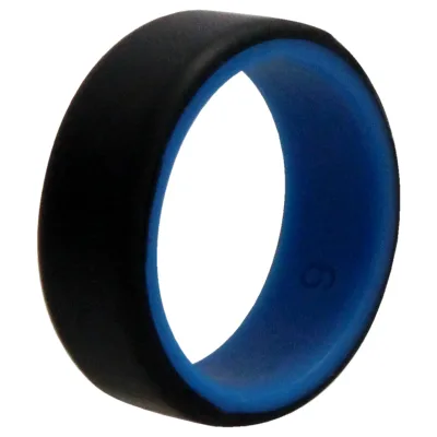 ROQ Silicone Wedding 2Layer Beveled 8mm Ring - Blue-Black by ROQ for Men - 9 mm Ring
