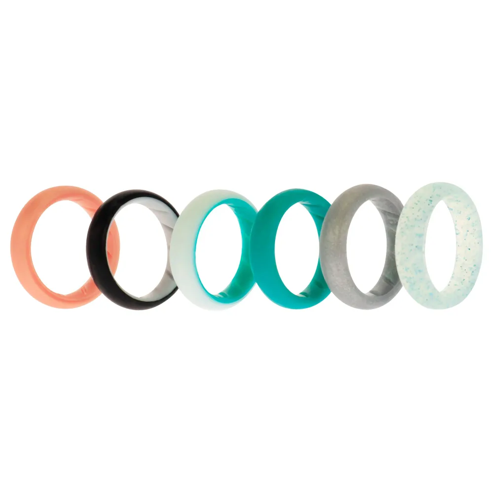 ROQ Silicone Wedding BR Solid Ring Set - Turquoise by ROQ for Women - 6 x 6 mm Ring