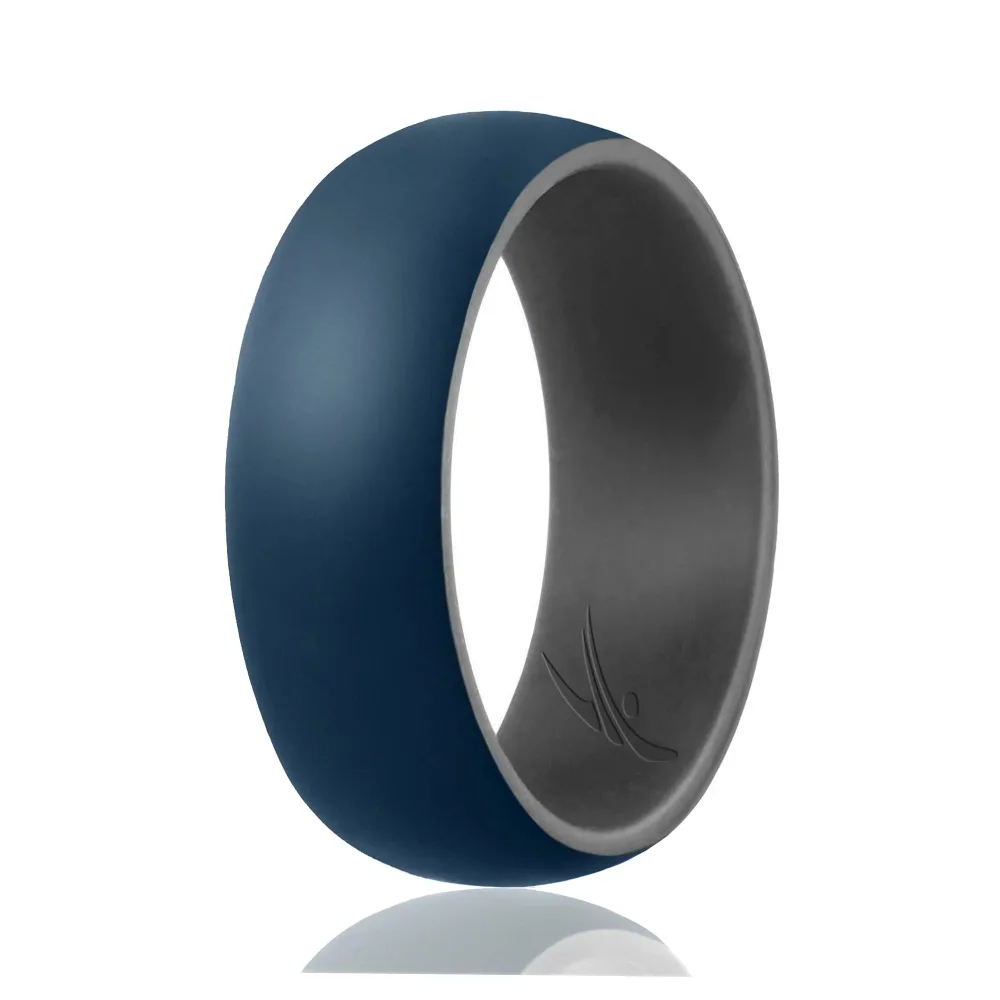 ROQ Silicone Wedding Ring - Duo Collection Dome Style - Grey-Blue by ROQ for Men - 16 mm Ring