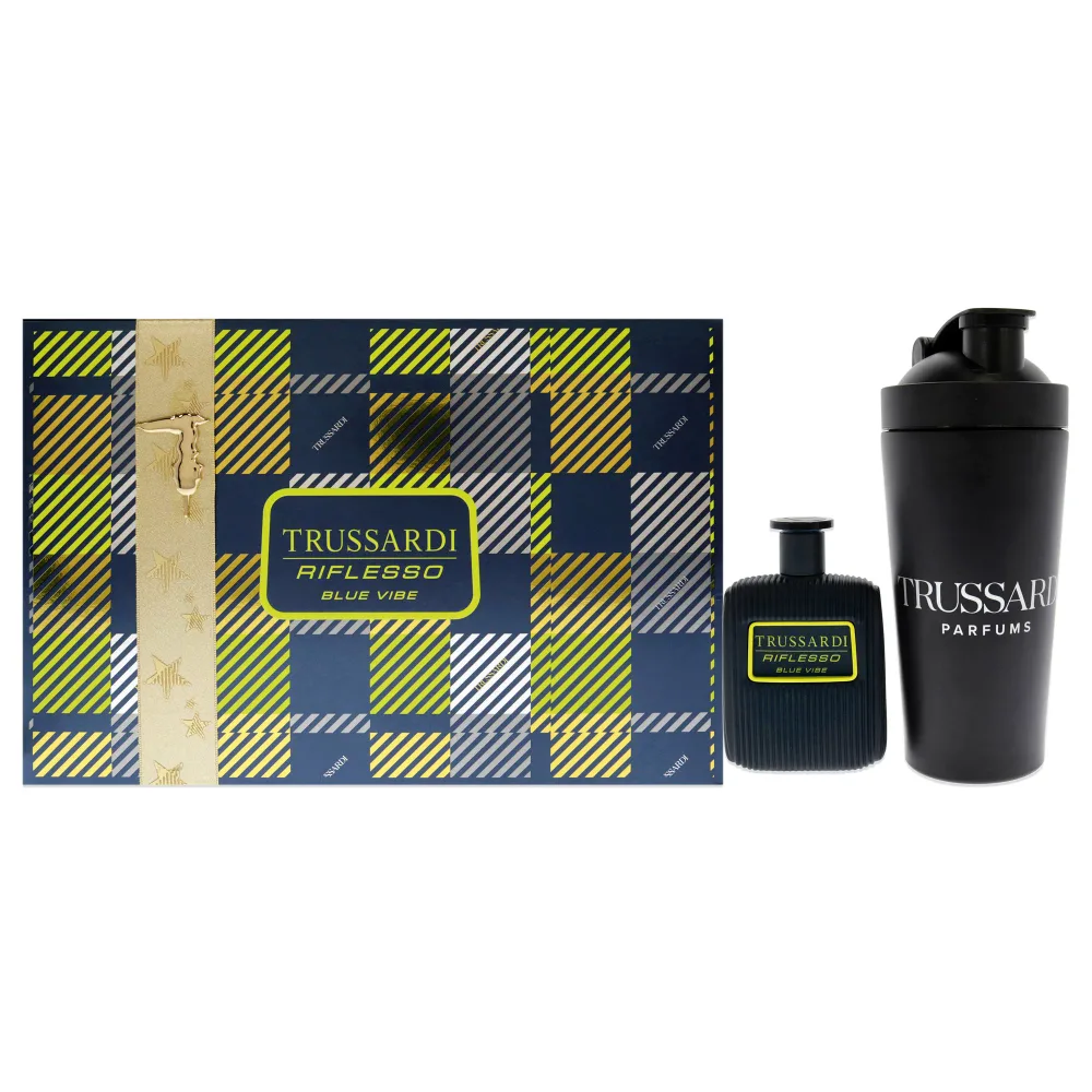 Trussardi Riflesso Blue Vibe by Trussardi for Men - 2 Pc Gift Set 3.4 oz EDT Spray, Sport Bottle