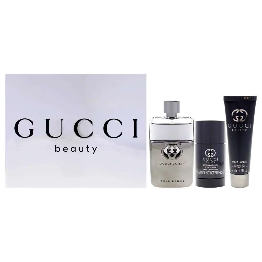 Gucci Gucci Guilty by Gucci for Men - 3 Pc Gift Set 3oz EDT Spray, 2.4oz Deodorant Stick, 1.6oz Shower Gel