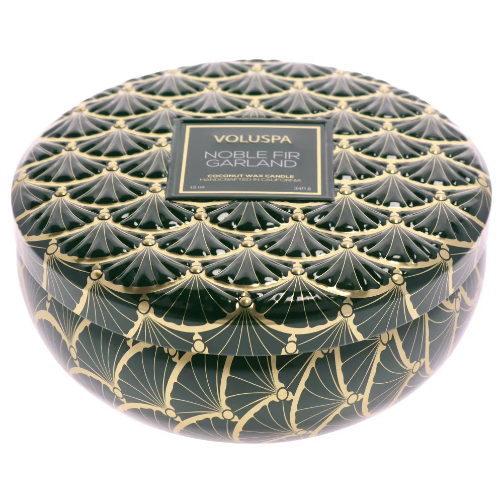 Voluspa Holiday Collection 3 Wick Tin Candle - Noble Fir Garland by Voluspa for Unisex - 12 oz Candle