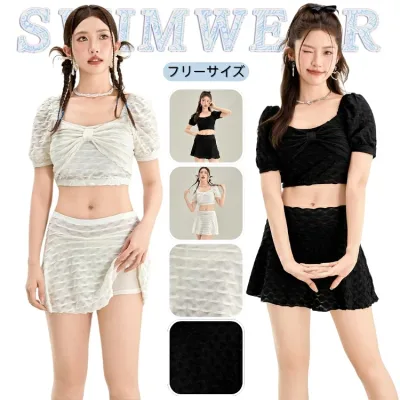 タンキニ 水着 レディース セパレート リボン 可愛い 韓国 水着大人 露出控えめ スイムウェア 体型カバー 黒 ホワイト 水着 女の子 かわいい 高校生 大学生 10代 20代 オトナ女子 お洒落 水泳 温泉 リゾート ビーチ プール 海水浴 みずぎ 送料無料