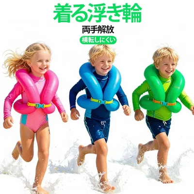 子供用 水泳補助具 リングベスト リングベスト 海水浴 着る浮き輪 キッズ フロートベスト プール 幼児用 ジャケット型 水遊び 軽量 夏 練習 レジャー スイミング補助 スイムベスト サイズ調整可能 男の子 女の子 可愛い 夏休み 旅行 コンパクト