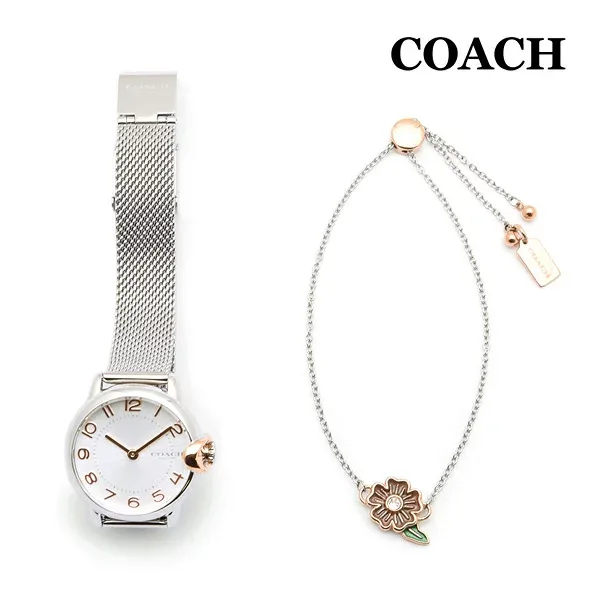 COACH コーチ 腕時計 14000073 ARDEN アーデン メッシュ ブレス シルバー レディース ブレスレット付き【送料無料(※北海道・沖縄は1,000円)】
