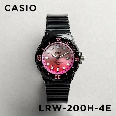 【10年保証】【日本未発売】CASIO STANDARD LADYS カシオ スタンダード LRW-200H-4E 腕時計 時計 ブランド レディース キッズ 子供 チープカシオ チプカシ アナログ 日付 防水 ブラック 黒 ピンク 海外モデル ギフト プレゼント