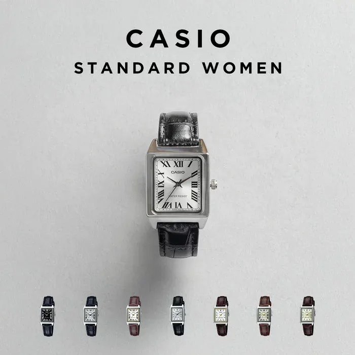 【10年保証】【日本未発売】CASIO STANDARD WOMEN カシオ スタンダード LTP-V007L 腕時計 時計 ブランド レディース 女の子 チープカシオ チプカシ アナログ シルバー ホワイト 白 金 ブラック 黒 茶 レザー 革ベルト 角型 小さい 海外モデル ギフト プレゼント