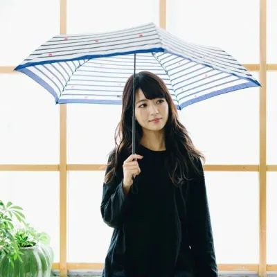 moz×mabu 耐風骨UVカットミニ ボーダー 折りたたみ傘 晴雨兼用 UVカット加工 軽量 ブルー レッド イエロー 北欧 おしゃれ 可愛い エルク プレゼント 誕生日 母の日
