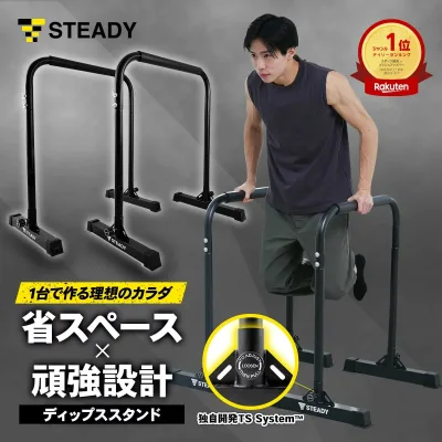 ディップススタンド【ランキング1位獲得】折りたたみ 耐荷重150kg 筋トレ 懸垂 チンニング トレーニング ディップスバーステディ 【保証365日】新開発TS System支柱 STEADY ステディ ST126