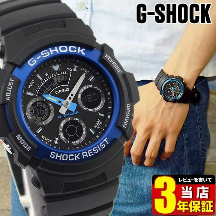 BOX訳あり CASIO カシオ G-SHOCK Gショック ジーショック 時計 アナログ デジタル メンズ ブラック ブルー スポーツ 防水 アナデジコンビ AW-591-2A 誕生日プレゼント 男性 プレゼント 男性 プレゼント 彼氏 旦那 夫 友達 ギフト 子供 中学生 高校生 海外モデル /腕時計/