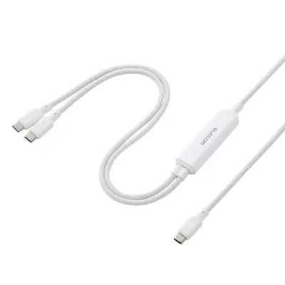 ELECOM MPA-CCCA12WH White USB-C Charging Cable USB Type-C Bifurcated 2in1 140W PD Rapid Charging 2 Devices Simultaneously Charging 2 in 1 Nylon Mesh 1.2m