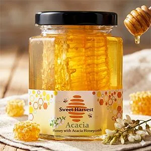 スイートハーベスト アカシア はちみつ 巣入り 250g ハンガリー産 コムハニー 巣みつ 蜂蜜 ハチミツ アカシアハニー 蜂の巣 ハニカム 天然 純粋 ヨーグルト トースト チーズ ギフト プレゼント あかしあ