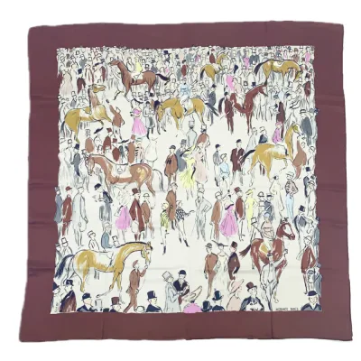 美品 HERMES エルメス カレ90 シルク スカーフ paddock パドック