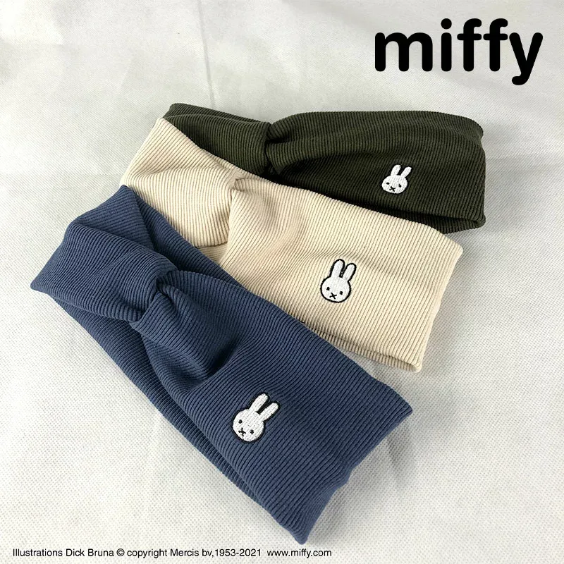 【送料無料】 miffy ターバン ミッフィー ワンポイント アップリケ 刺繍 ヘアバンド 大人 洗顔 可愛い シンプル リブ 生活 ミッフィーヘアバンド ヘアバンドミッフィー かわいい おしゃれ オシャレ キャラクター メンズ レディース