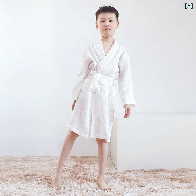 浴衣 子供用 A類 男女兼用 ガーゼ パジャマ 綿100% 春 M L XL 白 ピンク 紫 グレー 吸水速乾 柔らかい