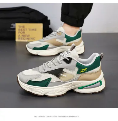 スニーカー メンズ 通気性 スポーツシューズ ランニングシューズ メッシュ 厚底 運動靴 男性用 普段使い 学生 青年 疲れない 滑り止め 黒 緑
