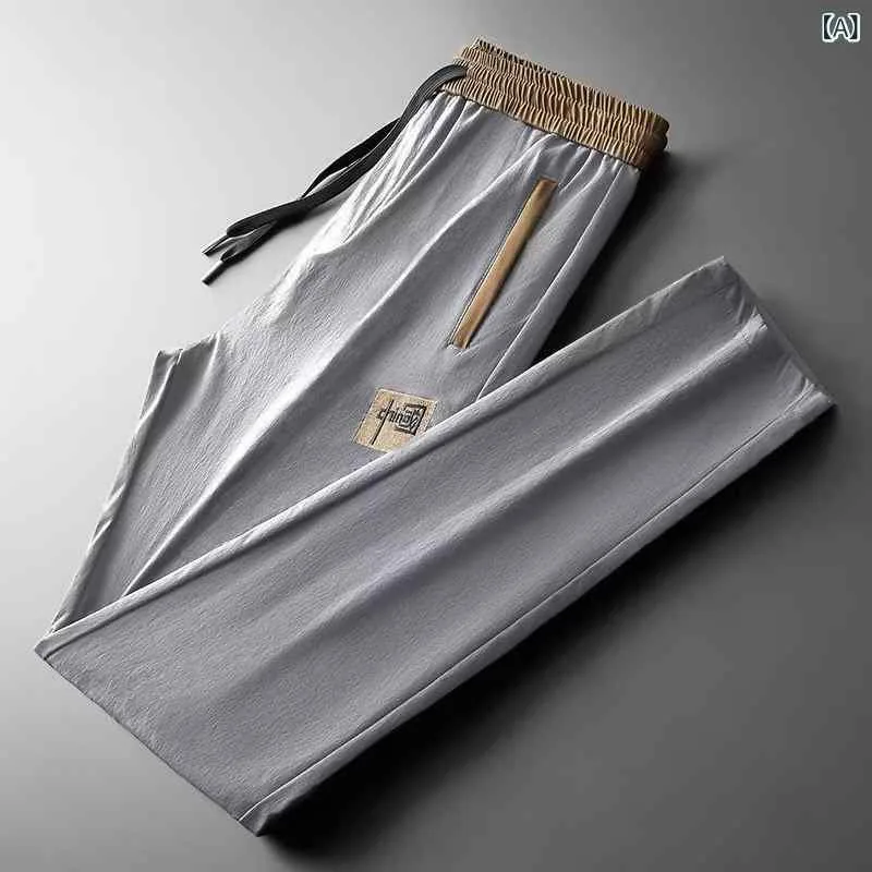 パンツ メンズ 男性用 ストレートパンツ スポーツパンツ 中国風 薄手 ズボン 普段使い 部屋着 M L XL 2XL 3XL 4XL 5XL 浅グレー 深グレー ブラック