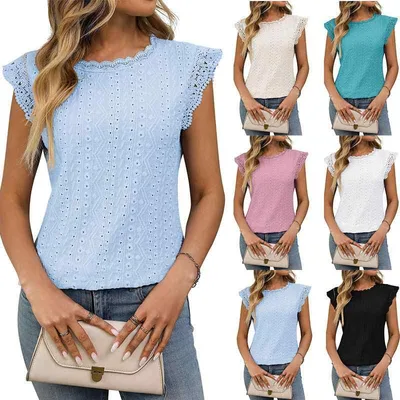 Tシャツ レディース チュール レース 切り替え ラウンドネック 半袖 トップス ポリエステル 接触冷感 伸縮性 無地 黒 ブラック ピンク系 春夏