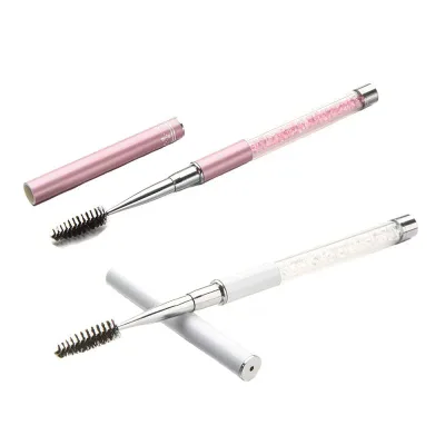 まつげブラシ スクリューブラシ マスカラブラシ アイブロウ ブラシ 化粧用品 アイメイク 再使用可能な 柔らか 持ち運びも簡単 (ピンク、ホワイト各1枚)