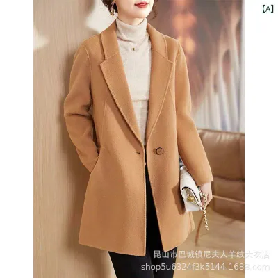 Coat Women's Wool Coat Double Face 100% Wool Mid Length Outerwear Autumn/Winter Luxury Cold Protection Commuting Office