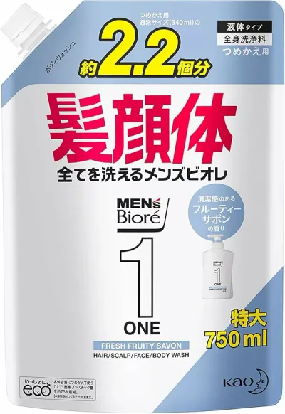メンズビオレ ONE オールインワン全身洗浄料 フルーティーサボンの香り 大容量詰替 750ml
