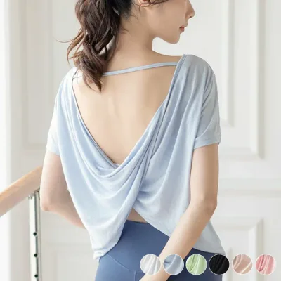 ホットヨガ Tシャツ レディース トップス 半袖 背中みせ セクシー おしゃれ ヨガ フィットネス ゆったり ヨガTシャツ スポーツウェア ランニング