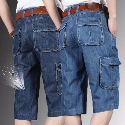 デニムパンツ ジーンズ ハーフパンツ メンズ夏 コーデ 7分丈 クロップドパンツ 薄手ショーツ ストレート ルーズ ポケット付き カーゴパンツ カジュアル